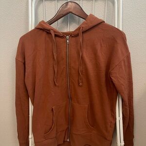 Time and Tru Burnt Orange Zip Up Hoodie